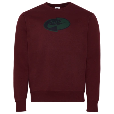 Nike Mens  Split Logo Fleece Crew In Night Maroon/black