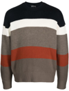 Emporio Armani Intarsia-knit Striped-pattern Jumper In Blue