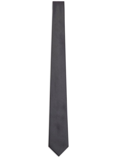 Emporio Armani Embroidered Silk Tie In Grey