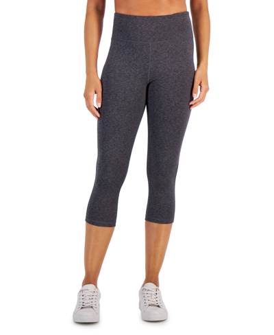 Id Ideology Women's Space-dye Pull-on Crop Leggings, Created For Macy's In Black With Deep Charcoal