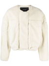 Entire Studios Cropped Teddy Jacket In Beige