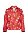 Erl Tie Dye-print Leather Jacket In Red