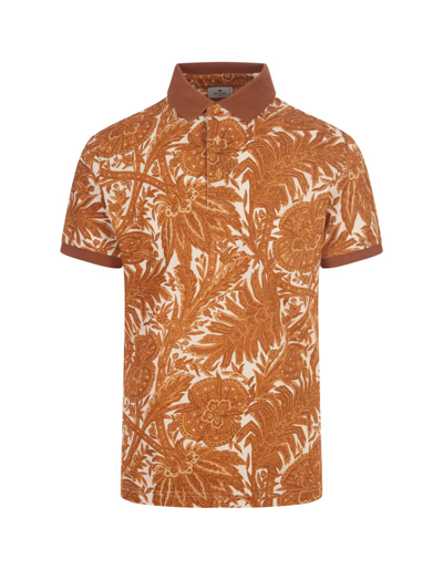 Etro All-over Graphic-print Polo Shirt In Orange