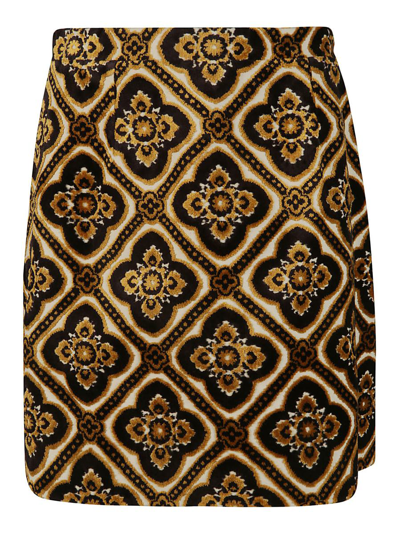 Etro Jacquard Velvet Skirt In Brown