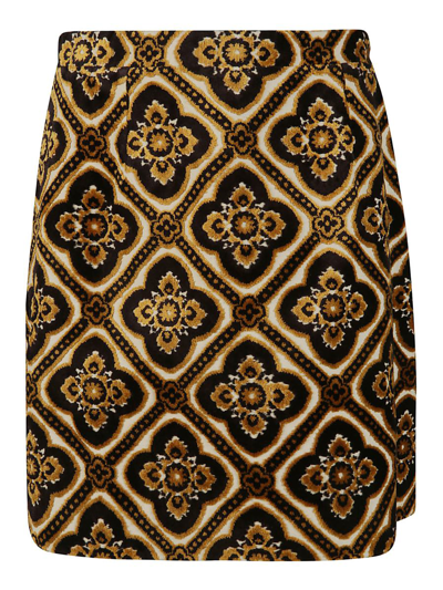 Etro Jacquard Velvet Skirt In Black