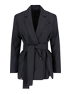 Eudon Choi Wool And Cashmere Double Breasted Blazer With Flap Pockets In Black