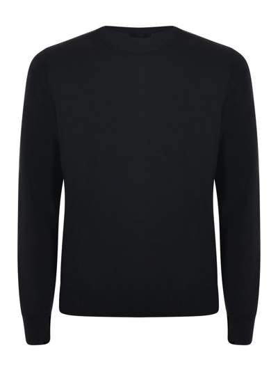 Fay Black Virgin Wool Sweater In Multicolor