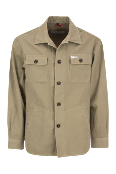 Fay Cappuccino Cotton-blend Shirt For Men In Nude