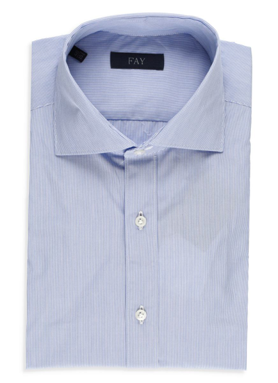 Fay Cotton Striped Shirt In Blue