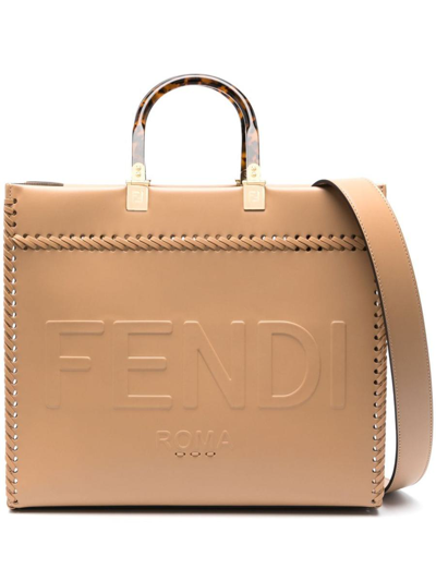 Fendi Sunshine Medium Tote Bag In Nude &amp; Neutrals