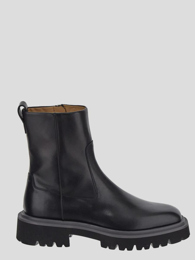 Ferragamo Leather Ankle Boots In Black
