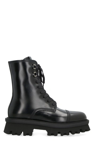 FERRAGAMO FERRAGAMO LEATHER COMBAT BOOTS