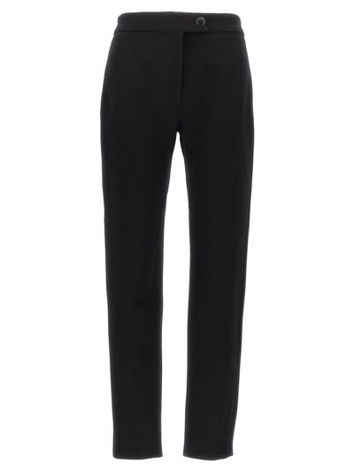 Ferragamo Slim Fit Stretch Trousers With Button Detail In Black