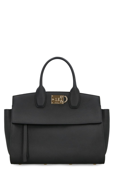 Ferragamo Studio Soft Small Leather Top Handle Bag In Black