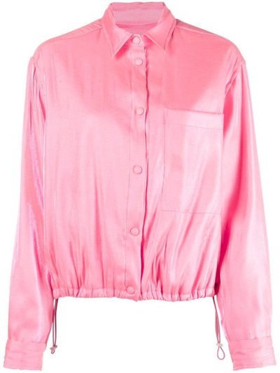 Forte Forte Drawstring-hem Satin Shirt In Pink