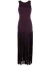 FORTE FORTE FORTE_FORTE SLEEVELESS DRESS IN STRETCH CRÊPE CADY WITH FRINGED DETAILS