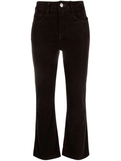Frame 5 Pockets Flare Cropped Jeans In Brown