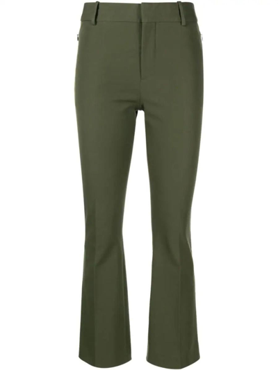 Frame Cropped Stretch-cotton Trousers In Fatigue