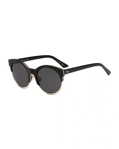 Dior Sideral 1 Metallic-trim Cat-eye Sunglasses In Black/rosegold