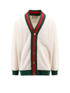 Gucci Cotton Jersey Cardigan With Web In White