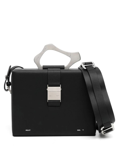 Heliot Emil Box Leather Shoulder Bag In Black
