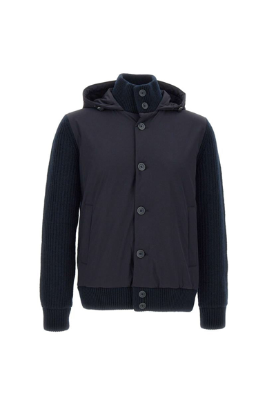 Herno Resort Hooded Knitted Jacket In Blue