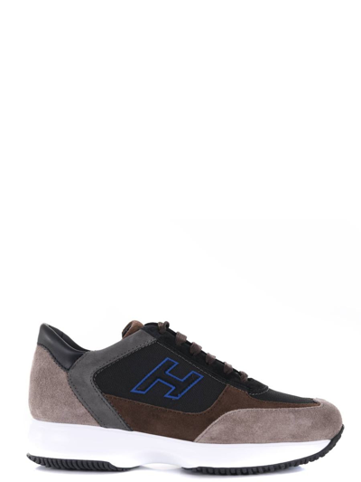 Hogan Sneakers  Interactive Beige Brown Blue In Multicolor