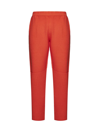 Issey Miyake Homme Plisse  Mens Powerful Orange Pleated Straight-leg Regular-fit Knitted Trousers