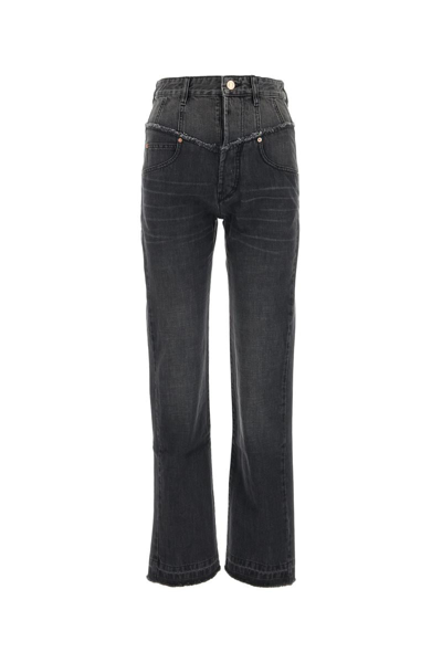 Isabel Marant Noldy Wide Leg Jeans In Gray