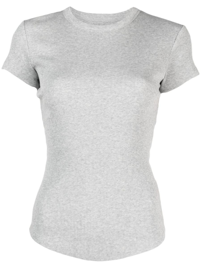 Isabel Marant Crew-neck Fine Ribbed T-shirt In Grey