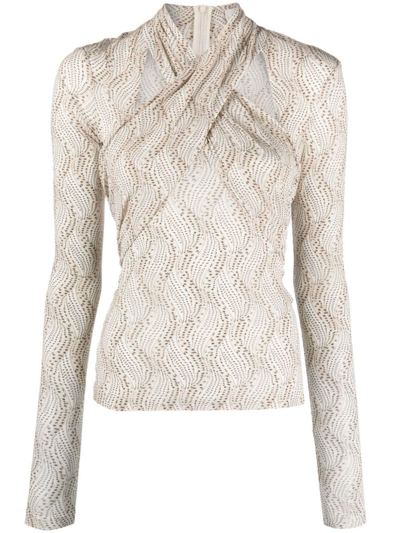 Isabel Marant Cut-out Long-sleeve Top In Neutrals