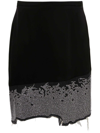 Jw Anderson Distressed Crystal-embellished Skirt In Black