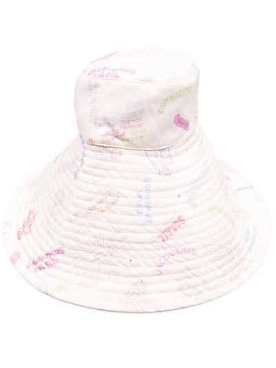 Jacquemus Logo-print Bucket Hat In Fg Print Multi Tags