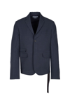 Jacquemus La Veste Piccinni Belted Jacket Featuring Notch Lapels In Darknavy