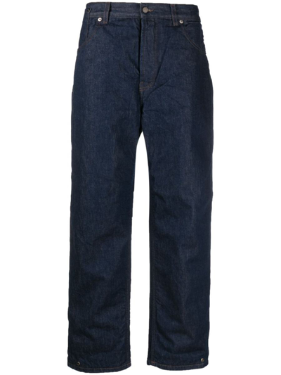 Jacquemus Navy Blue Cotton Denim Jeans In Brown