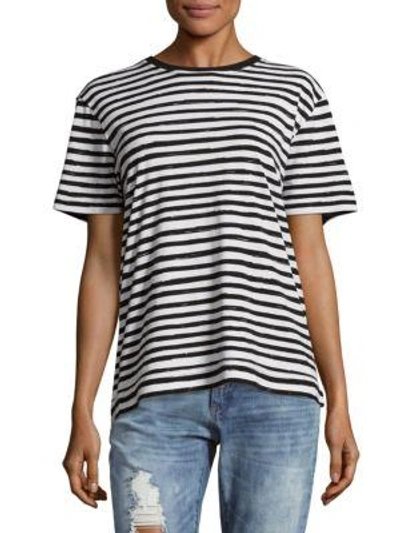 Marc Jacobs Sketch Striped Cotton Tee In Black Multi