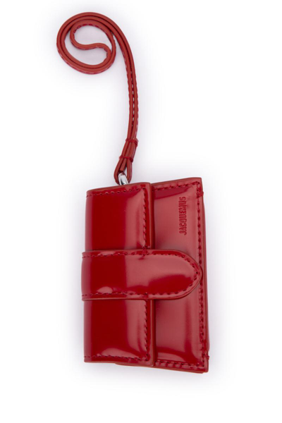 Jacquemus Le Porte Bambino Mini Flap Airpods Case In Red