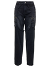 Blumarine Logo-patch Cotton Wide-leg Jeans In Grey