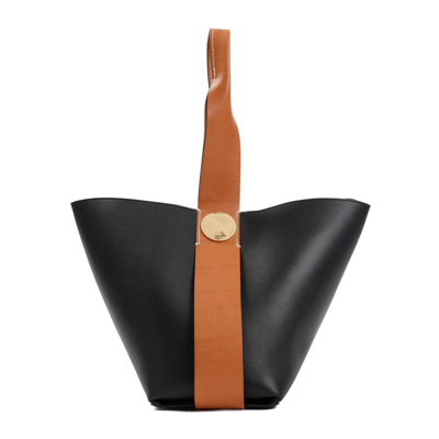 Jil Sander Small Twisted Leather Top-handle Bag In Black