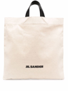 JIL SANDER JIL SANDER LINEN CANVAS LOGO SHOPPING BAG