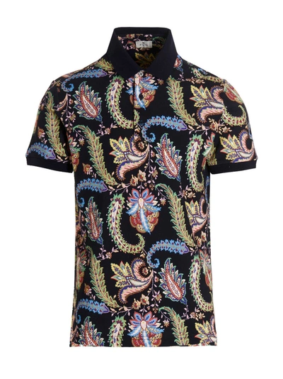 Etro All-over Paisley-print Polo Shirt In Blue
