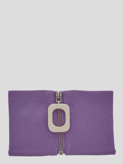 Jw Anderson Zip-up Knitted Neckband In Purple