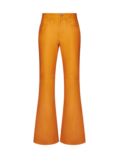 Jw Anderson Leather Bootcut-leg Trousers In Orange