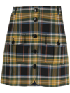 Kenzo A-line Checked Mini Skirt Dark Khaki Womens In Green