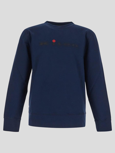 Kiton Round Neck Sweater In Blue