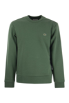 Lacoste Cotton Blend Fleece Pullover Hoodie In Green