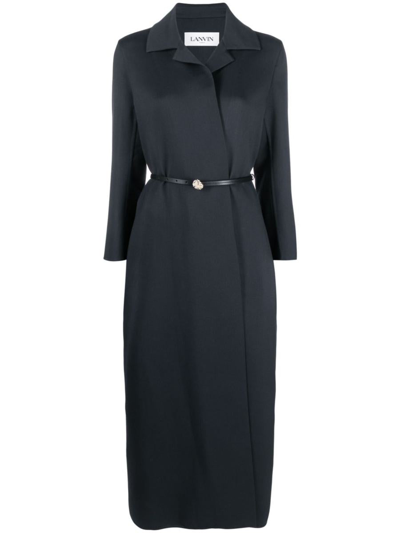 Lanvin Virgin Wool Belted Coat In 19 Slate