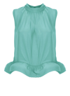 Lanvin Ruffle-hem Blouse In Green