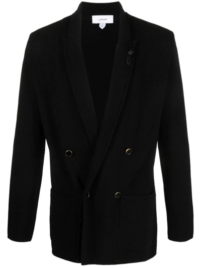 Lardini Double-breasted Knitted Blazer In Black