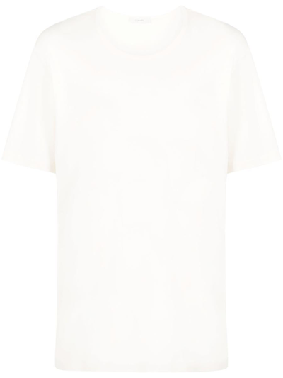 Lemaire Crew Neck Cotton T-shirt In Wh Light Cream